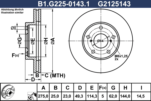Disque de frein GALFER B1.G225-0143.1