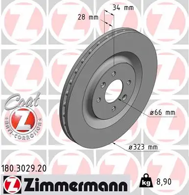 Disque de frein ZIMMERMANN 180.3029.20