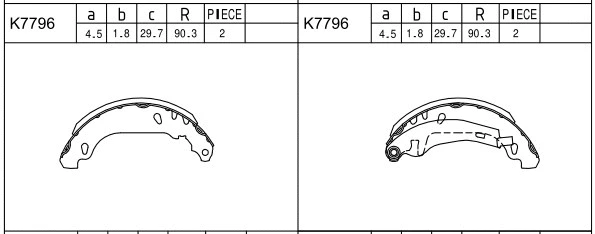 Jeu de mâchoires de frein ASIMCO K7796