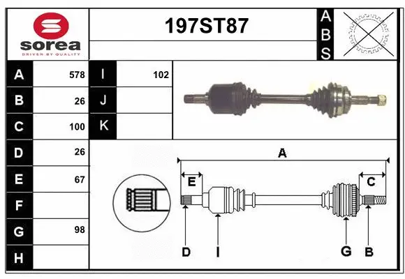 Arbre de transmission STARTCAR 197ST87