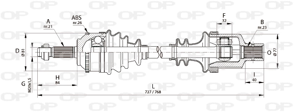 Arbre de transmission OPEN PARTS DRS6140.00