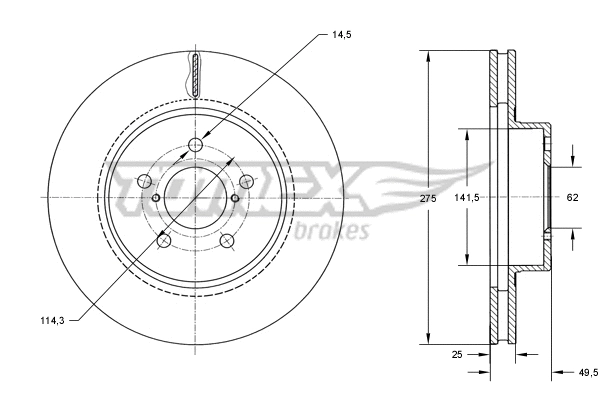 Disque de frein TOMEX Brakes TX 71-95