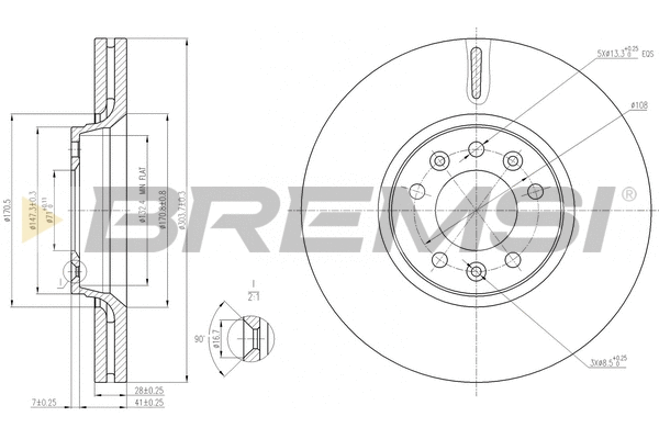 Disque de frein BREMSI CD7615V