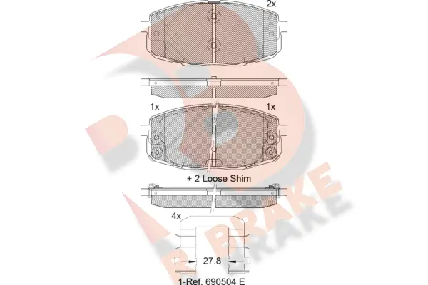 Kit de plaquettes de frein, frein à disque R BRAKE RB1540-208