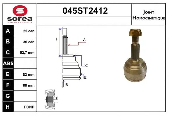 Jeu de joints, arbre de transmission STARTCAR 045ST2412