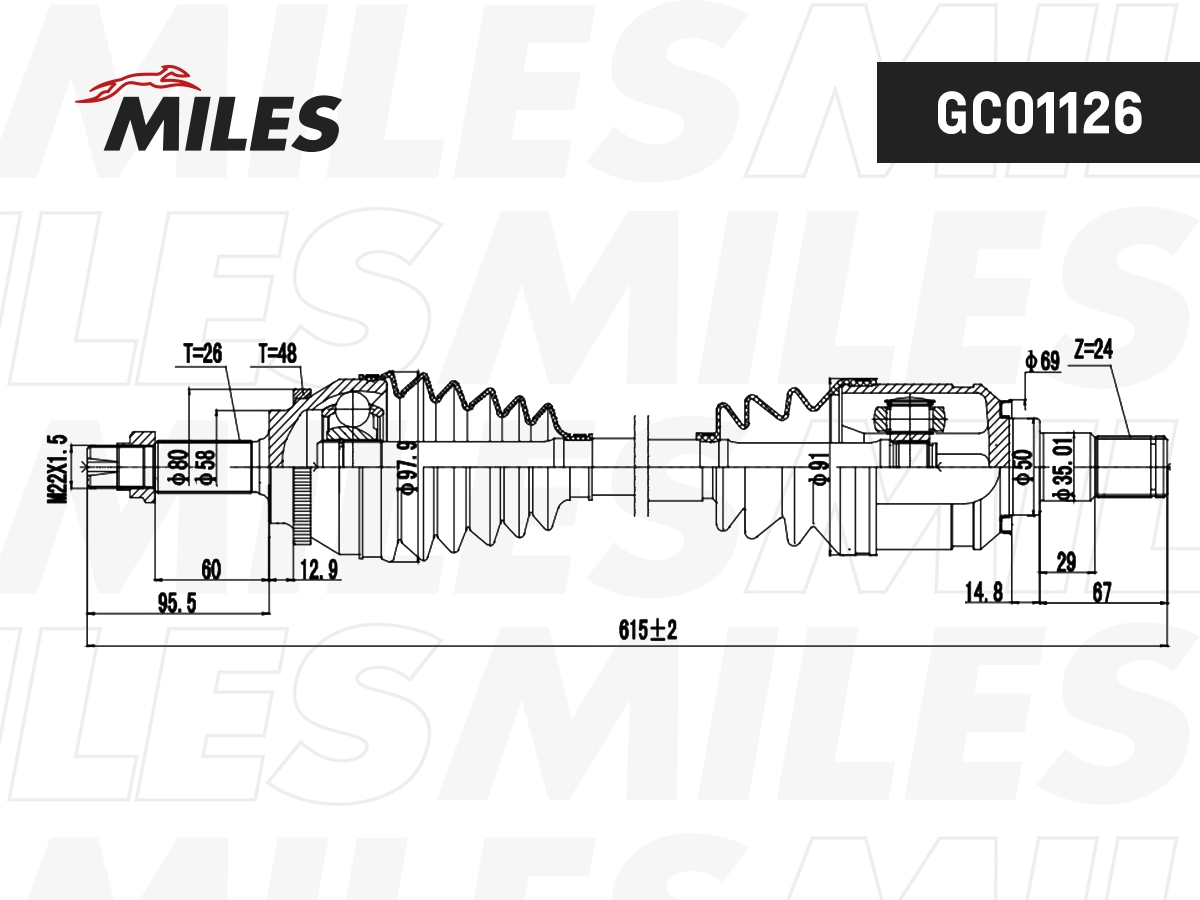 Arbre de transmission MILES GC01126