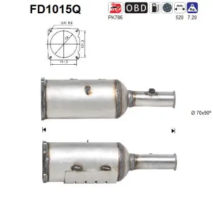 Filtre à particules / à suie, échappement AS FD1015Q