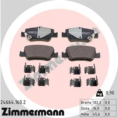 Kit de plaquettes de frein, frein à disque ZIMMERMANN 24664.160.2