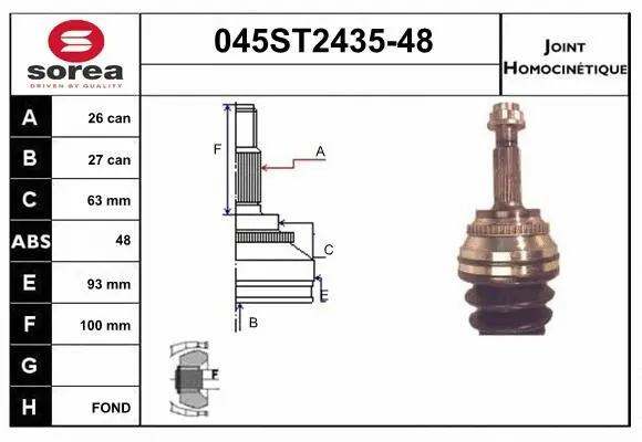 Jeu de joints, arbre de transmission STARTCAR 045ST2435-48