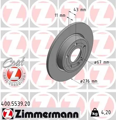 Disque de frein ZIMMERMANN 400.5539.20
