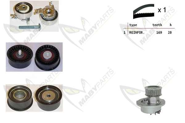 Pompe à eau + kit de courroie crantée MABYPARTS OBKWP0105