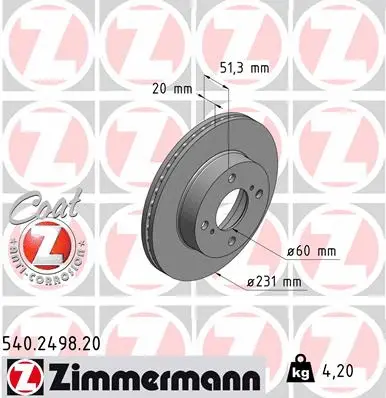 Disque de frein ZIMMERMANN 540.2498.20
