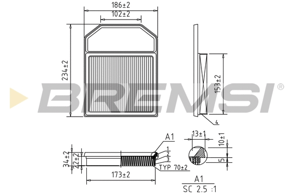 Filtre à air BREMSI FA1120