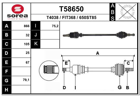 Arbre de transmission EAI T58650