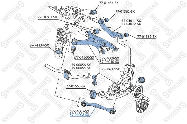 Bras de liaison, suspension de roue STELLOX 57-04008-SX