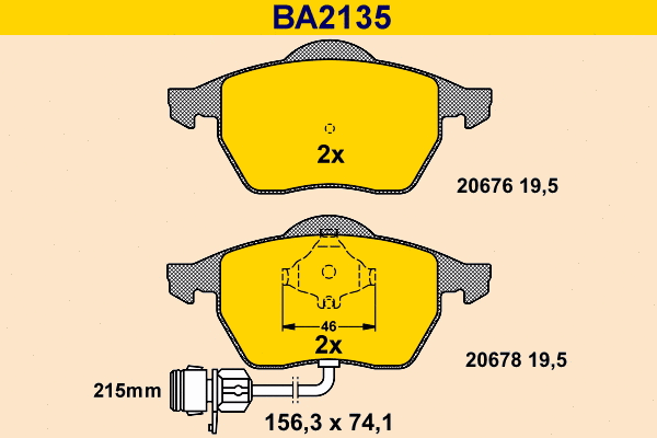 Kit de plaquettes de frein, frein à disque BARUM BA2135