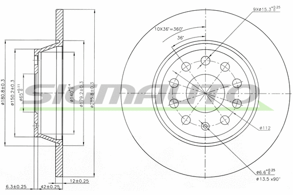 Disque de frein SIGMAUTO DBB306S