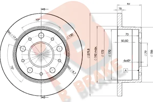 Disque de frein R BRAKE 78RBD14696