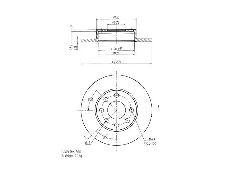Disque de frein A.Z. Meisterteile AZMT-44-024-1029