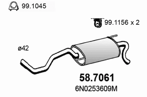 Silencieux arrière ASSO 58.7061