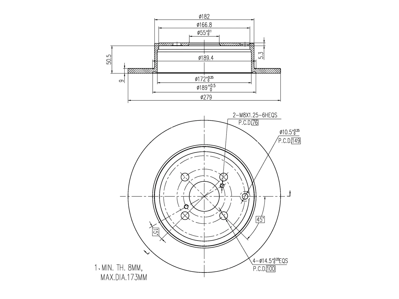 Disque de frein A.Z. Meisterteile AZMT-44-024-1226