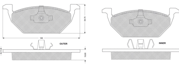 Kit de plaquettes de frein, frein à disque MTR MT455