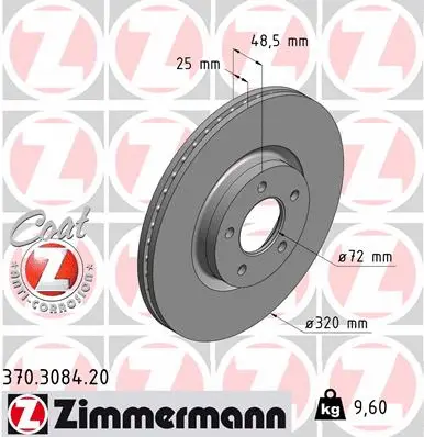 Disque de frein ZIMMERMANN 370.3084.20