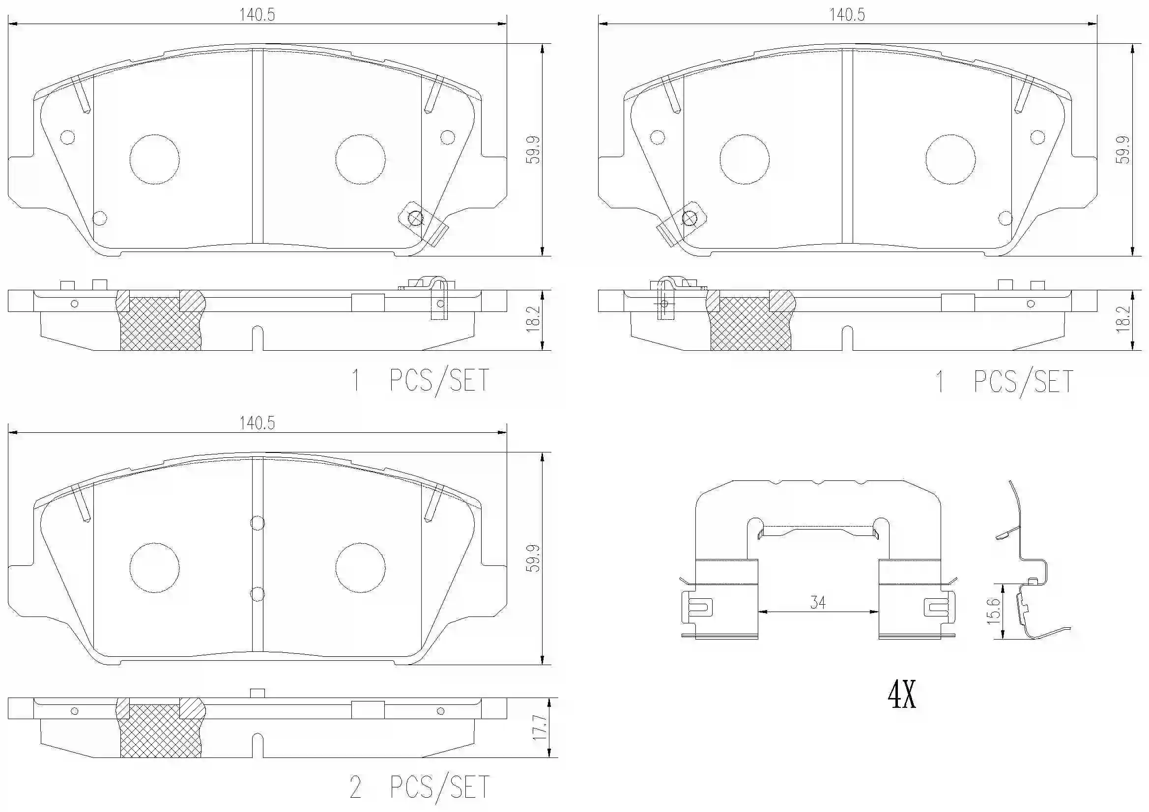 Kit de plaquettes de frein, frein à disque BREMBO P 30 133