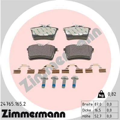 Kit de plaquettes de frein, frein à disque ZIMMERMANN 24765.165.2