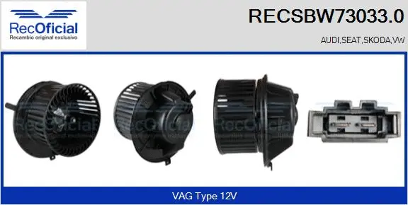 Pulseur d'air habitacle RECOFICIAL RECSBW73033.0