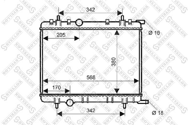 Radiateur, refroidissement du moteur STELLOX 10-25352-SX