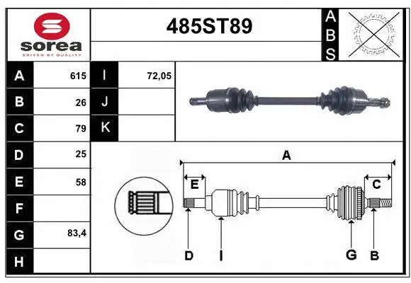 Arbre de transmission STARTCAR 485ST89