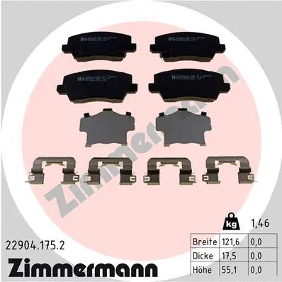 Kit de plaquettes de frein, frein à disque ZIMMERMANN 22904.175.2