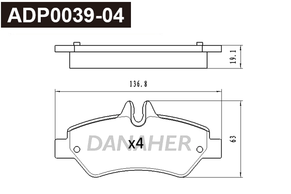 Kit de plaquettes de frein, frein à disque DANAHER ADP0039-04