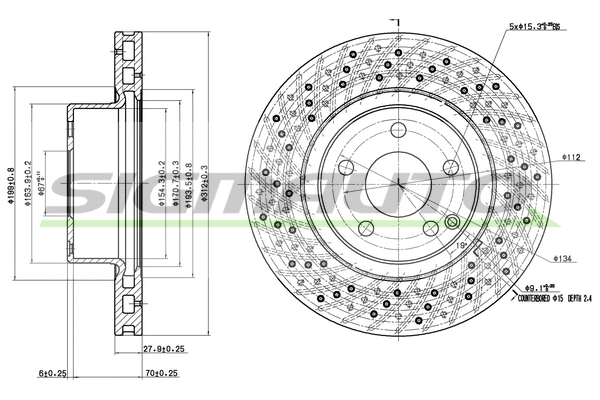 Disque de frein SIGMAUTO DBB121V