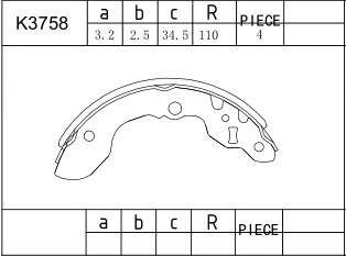 Jeu de mâchoires de frein ASIMCO K3758