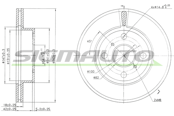 Disque de frein SIGMAUTO DBA407V