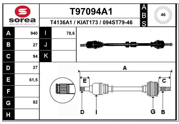 Arbre de transmission EAI T97094A1