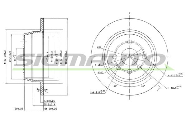 Disque de frein SIGMAUTO DBA331S