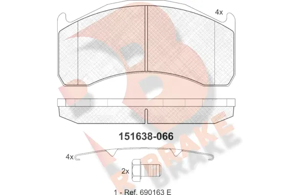 Kit de plaquettes de frein, frein à disque R BRAKE RB1638-066