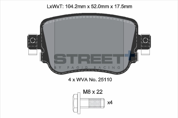 Kit de plaquettes de frein, frein à disque PAGID Racing T8108SP2001