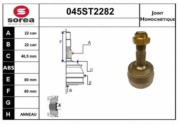 Jeu de joints, arbre de transmission STARTCAR 045ST2282