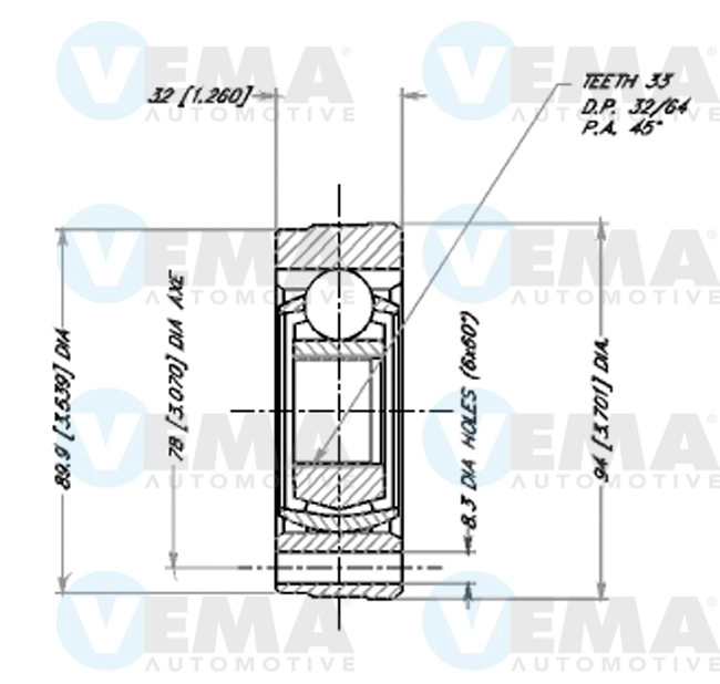 Jeu de joints, arbre de transmission VEMA 18040