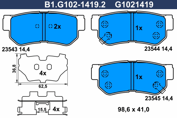 Kit de plaquettes de frein, frein à disque GALFER B1.G102-1419.2