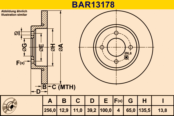 Disque de frein BARUM BAR13178