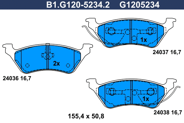 Kit de plaquettes de frein, frein à disque GALFER B1.G120-5234.2