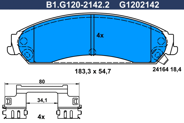Kit de plaquettes de frein, frein à disque GALFER B1.G120-2142.2