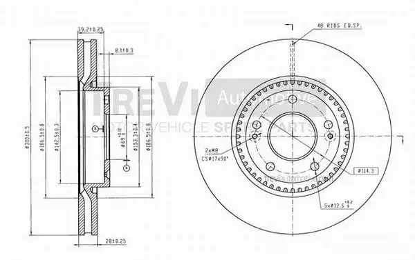 Disque de frein TREVI AUTOMOTIVE BD1230