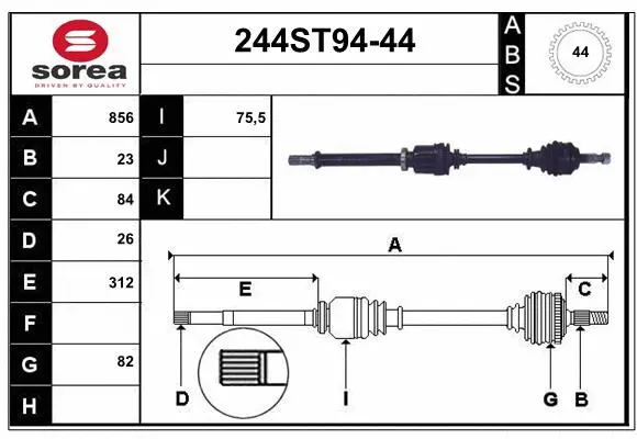 Arbre de transmission STARTCAR 244ST94-44