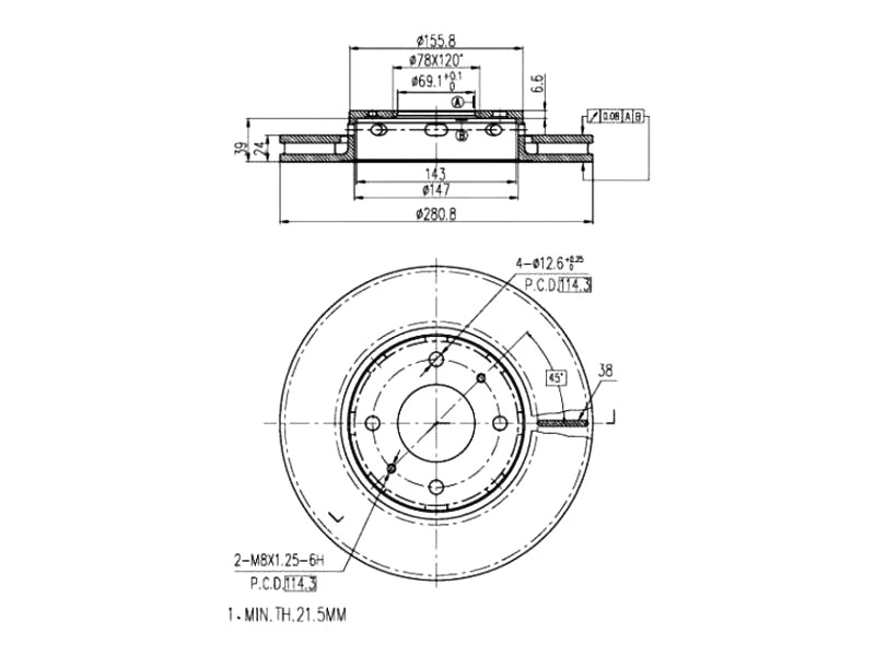 Disque de frein A.Z. Meisterteile AZMT-44-024-1039